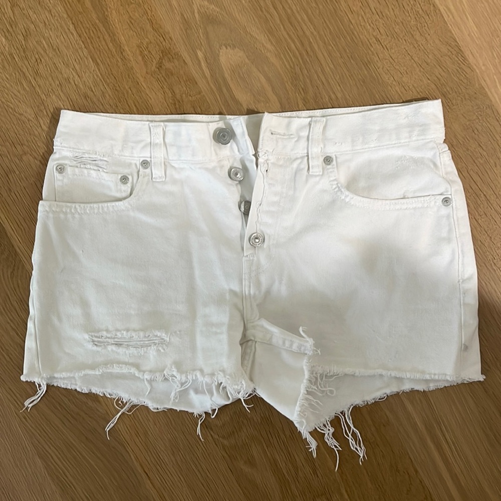 All saints white denim shorts